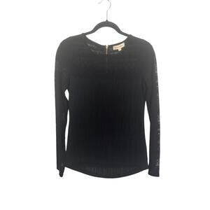 Black Swan Small Top Sheer Lace Floral Sleeves Whimsigoth Witchy Zip Back #5694